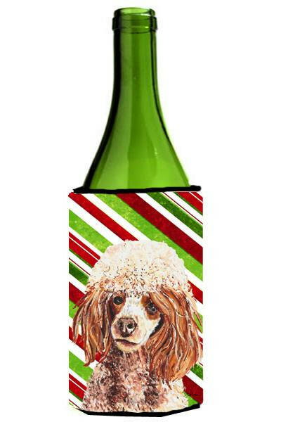 Red Miniature Poodle Candy Cane Christmas Wine Bottle Beverage Insulator Hugger SC9795LITERK by Caroline&#39;s Treasures