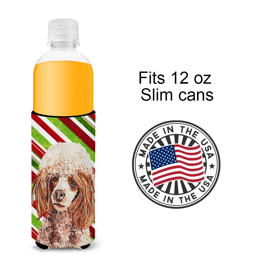Red Miniature Poodle Candy Cane Christmas Ultra Beverage Insulators for slim cans SC9795MUK