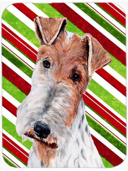 Wire Fox Terrier Candy Cane Christmas Glass Cutting Board Large Size SC9796LCB by Caroline&#39;s Treasures