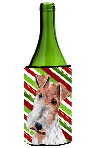Wire Fox Terrier Candy Cane Christmas Wine Bottle Beverage Insulator Hugger SC9796LITERK by Caroline&#39;s Treasures