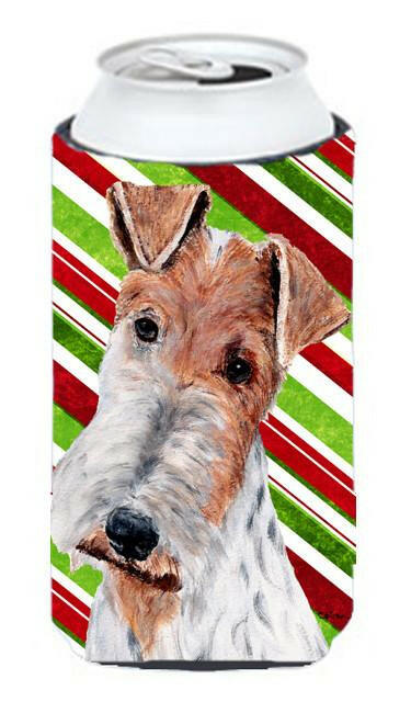 Wire Fox Terrier Candy Cane Christmas Tall Boy Beverage Insulator Hugger SC9796TBC by Caroline&#39;s Treasures