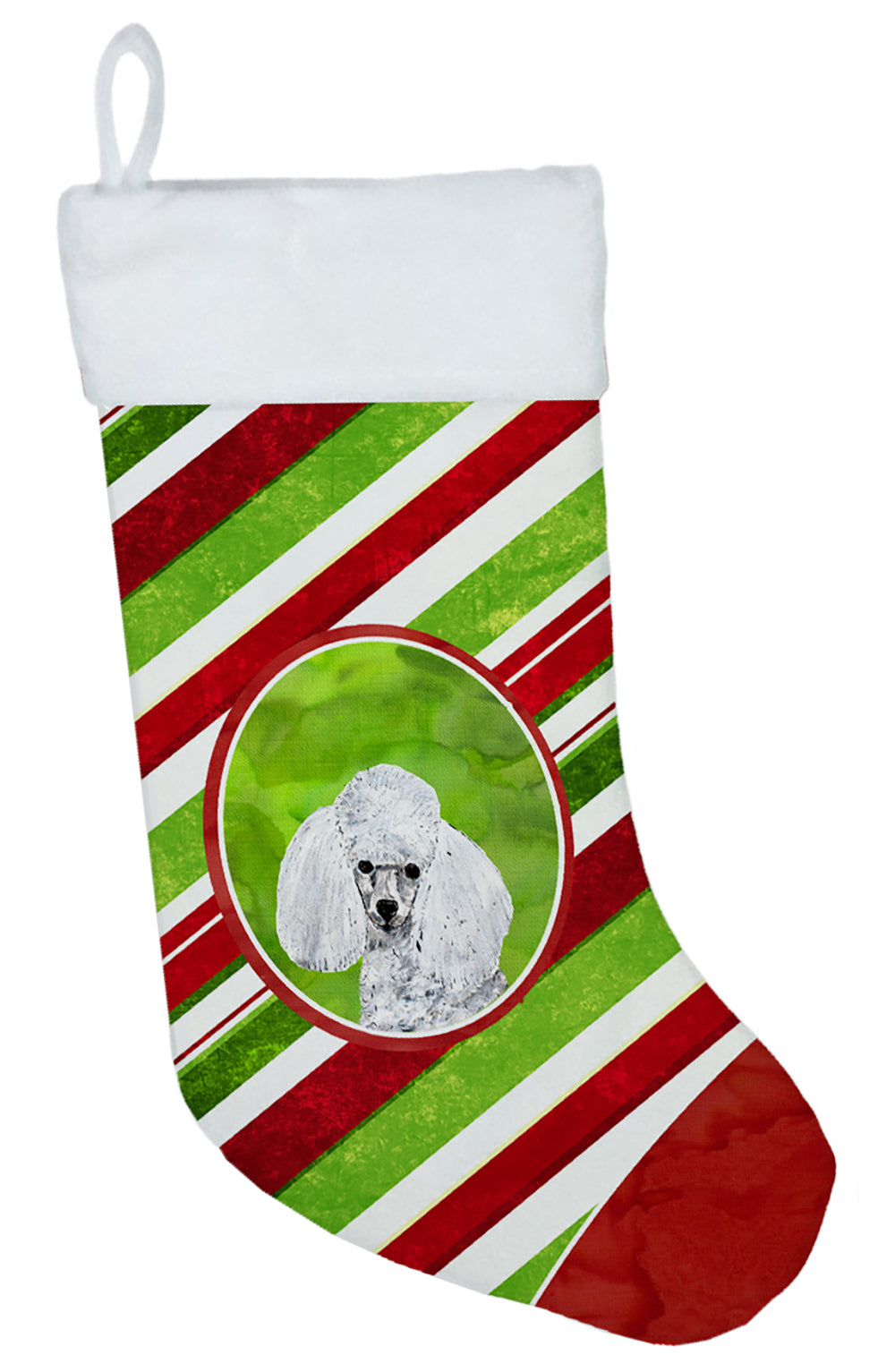 White Toy Poodle Candy Cane Christmas Christmas Stocking SC9797-CS  the-store.com.