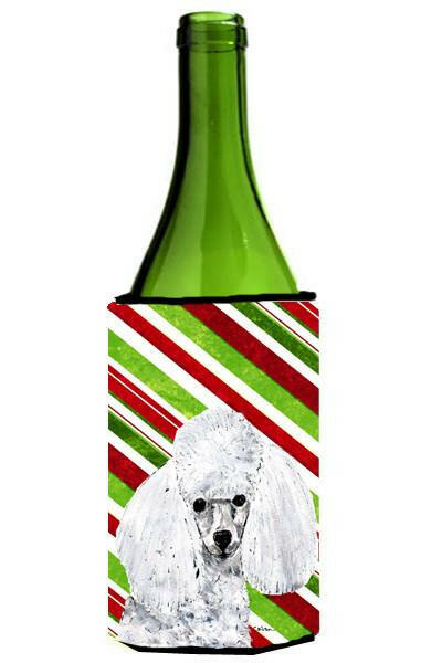 White Toy Poodle Candy Cane Christmas Wine Bottle Beverage Insulator Hugger SC9797LITERK by Caroline&#39;s Treasures