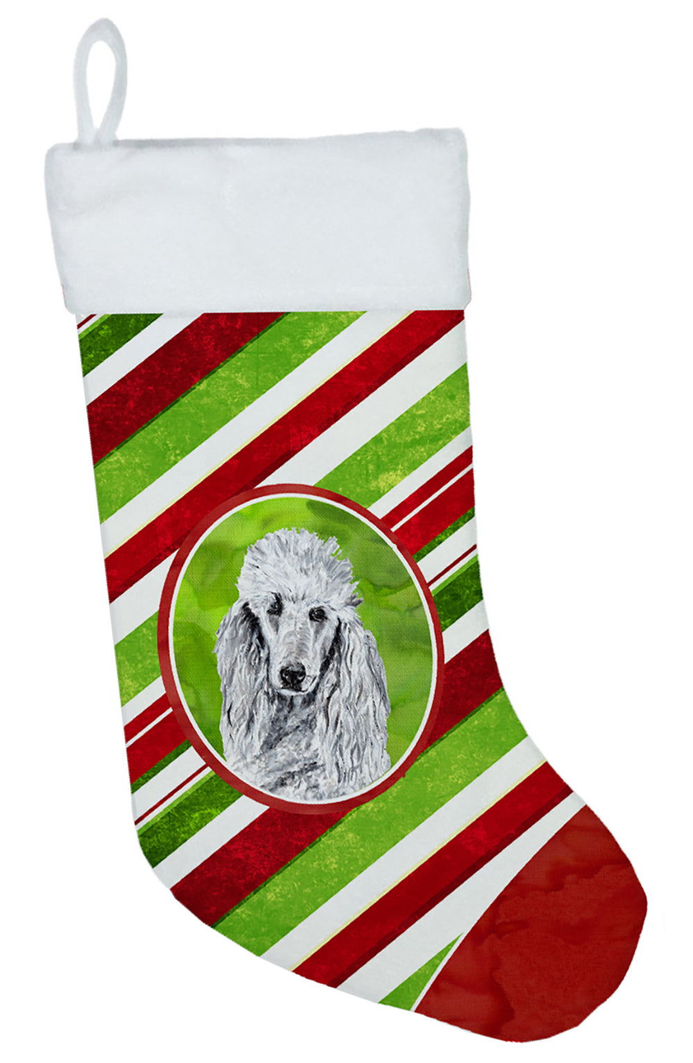White Standard Poodle Candy Cane Christmas Christmas Stocking SC9799-CS