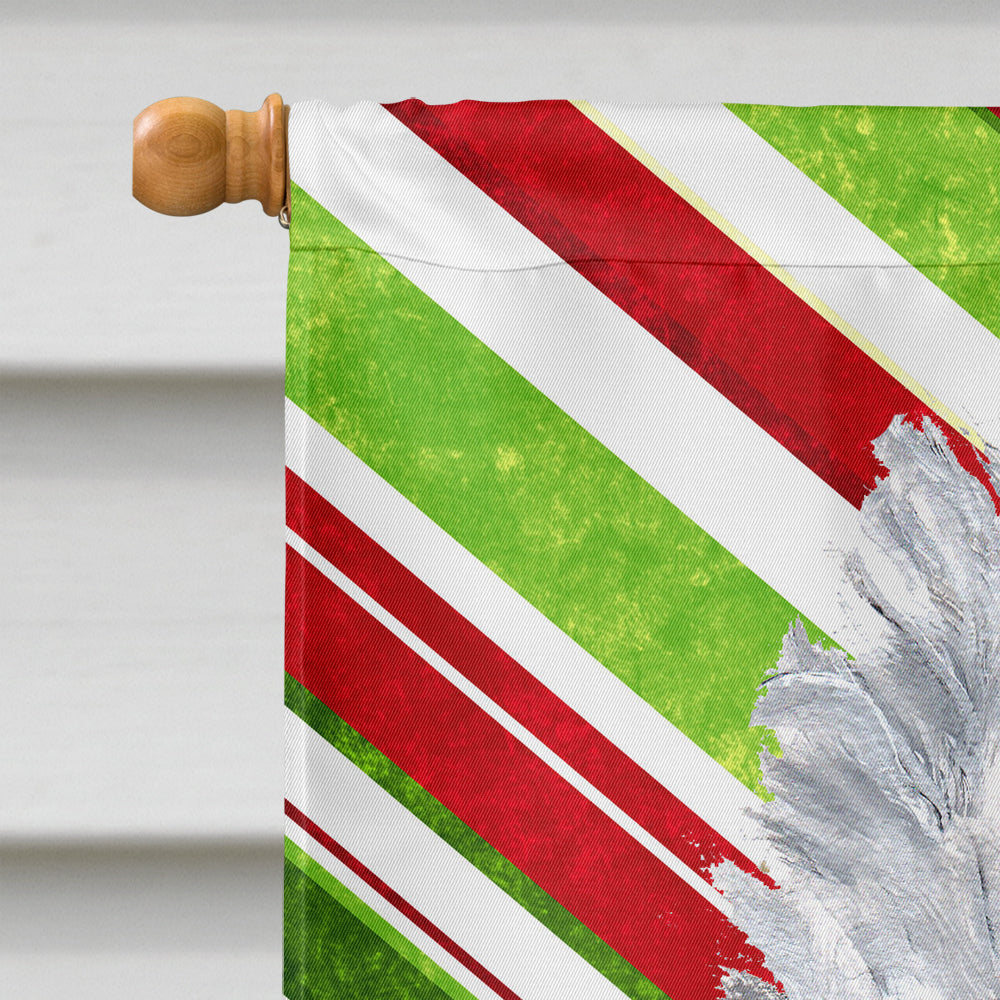 White Standard Poodle Candy Cane Christmas Flag Canvas House Size SC9799CHF  the-store.com.