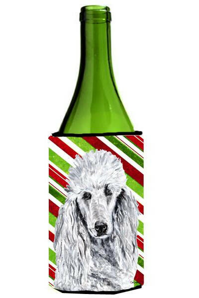 White Standard Poodle Candy Cane Christmas Wine Bottle Beverage Insulator Hugger SC9799LITERK by Caroline&#39;s Treasures