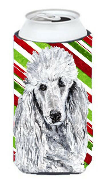 White Standard Poodle Candy Cane Christmas Tall Boy Beverage Insulator Hugger SC9799TBC by Caroline&#39;s Treasures