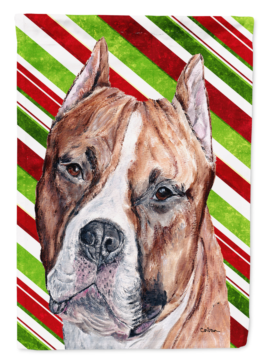 Staffordshire Bull Terrier Staffie Candy Cane Christmas Flag Canvas House Size SC9800CHF