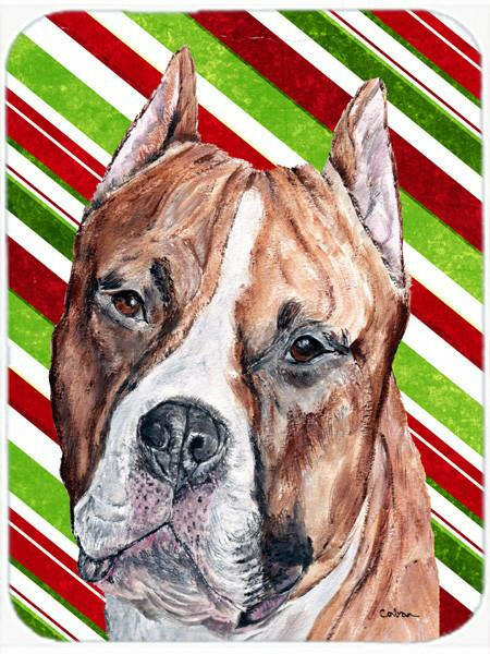Staffordshire Bull Terrier Staffie Candy Cane Christmas Glass Cutting Board Large Size SC9800LCB by Caroline&#39;s Treasures