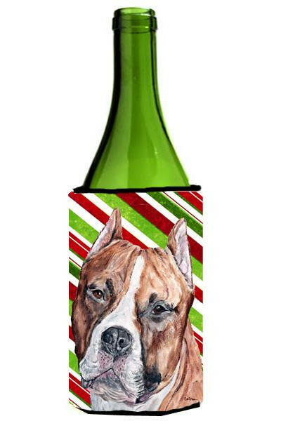 Staffordshire Bull Terrier Staffie Candy Cane Christmas Wine Bottle Beverage Insulator Hugger SC9800LITERK by Caroline&#39;s Treasures