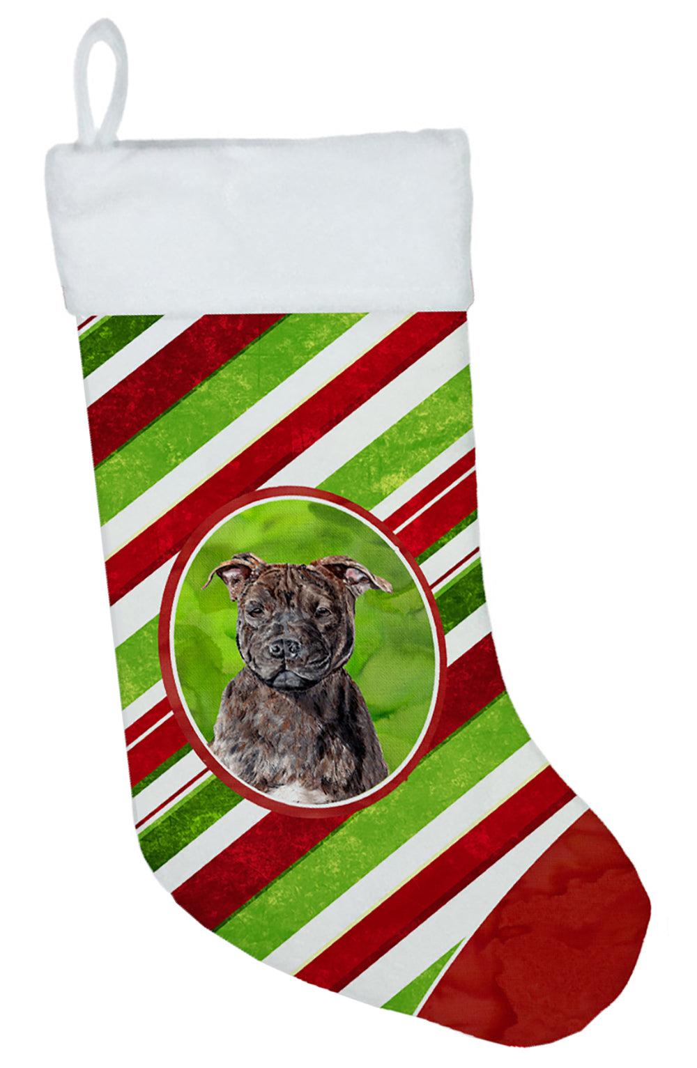 Staffordshire Bull Terrier Staffie Candy Cane Christmas Christmas Stocking SC9801-CS  the-store.com.