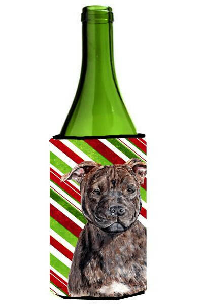 Staffordshire Bull Terrier Staffie Candy Cane Christmas Wine Bottle Beverage Insulator Hugger SC9801LITERK by Caroline&#39;s Treasures
