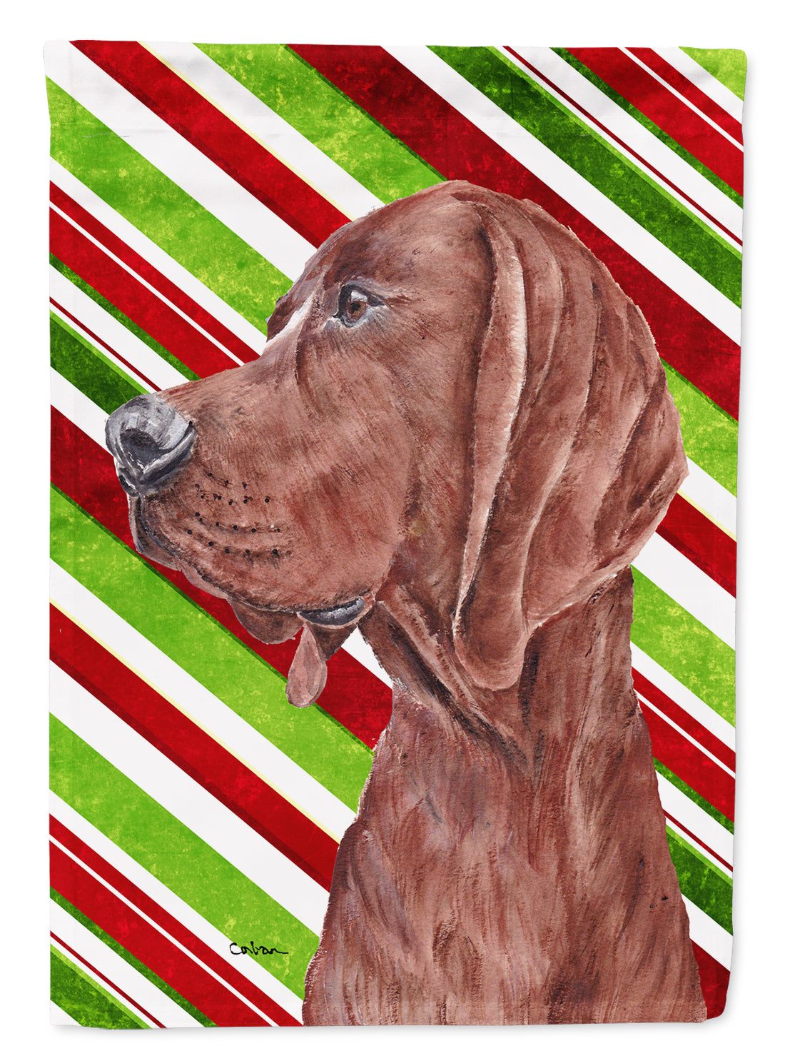 Redbone Coonhound Candy Cane Christmas Flag Canvas House Size SC9803CHF