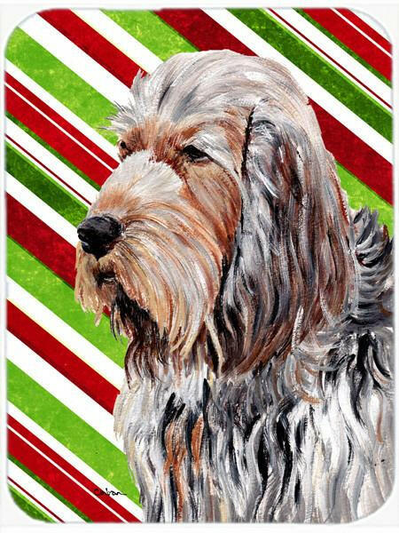 Otterhound Candy Cane Christmas Glass Cutting Board Large Size SC9804LCB by Caroline&#39;s Treasures