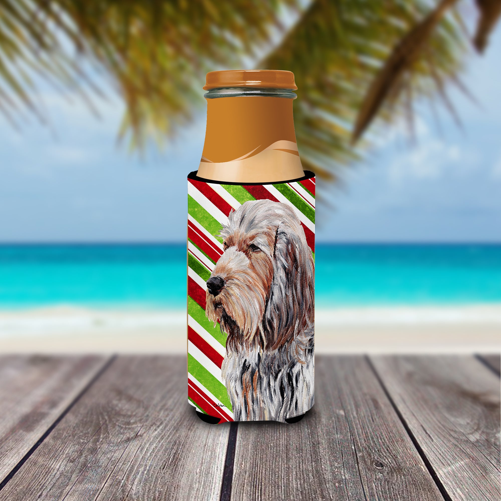 Otterhound Candy Cane Christmas Ultra Beverage Insulators for slim cans SC9804MUK.