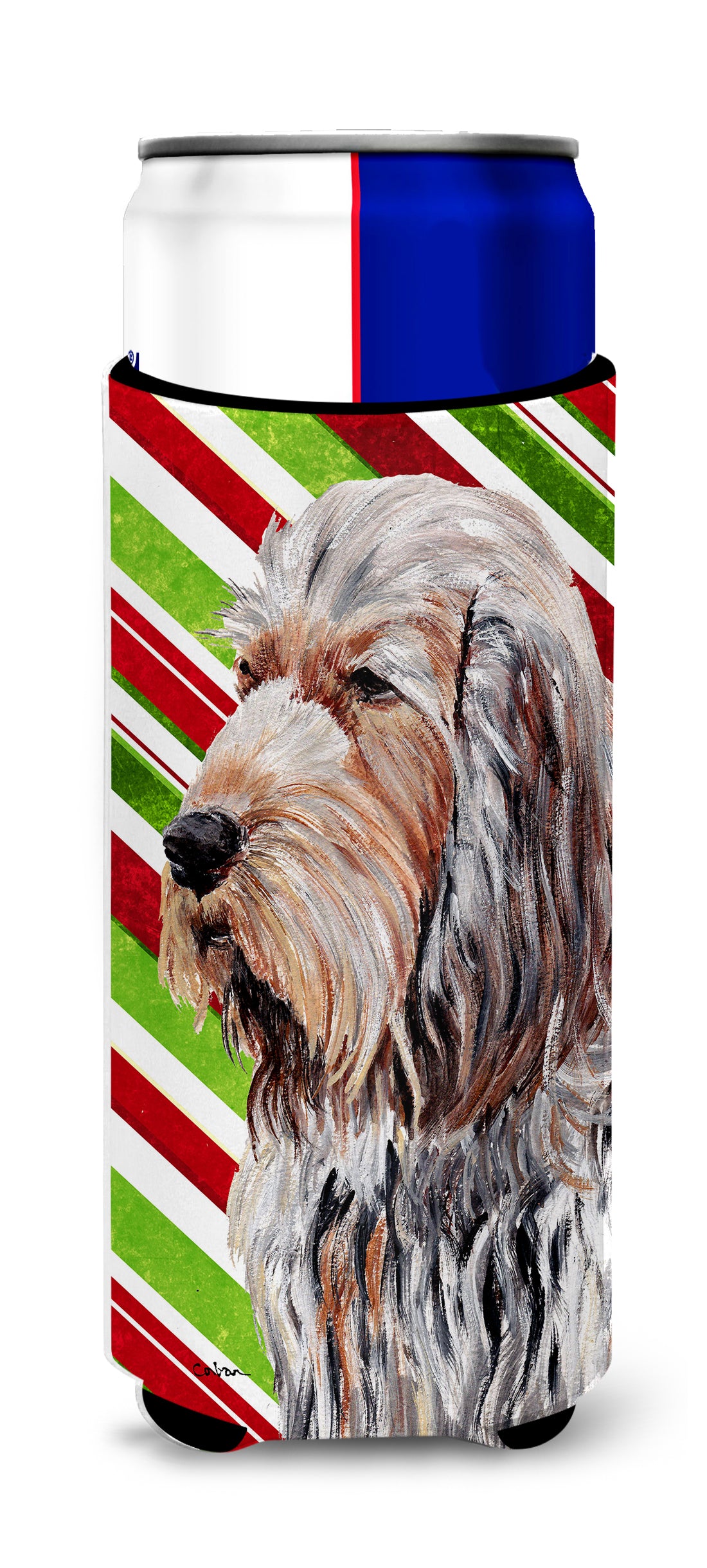 Otterhound Candy Cane Christmas Ultra Beverage Insulators for slim cans SC9804MUK.