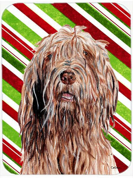 Otterhound Candy Cane Christmas Glass Cutting Board Large Size SC9805LCB by Caroline&#39;s Treasures