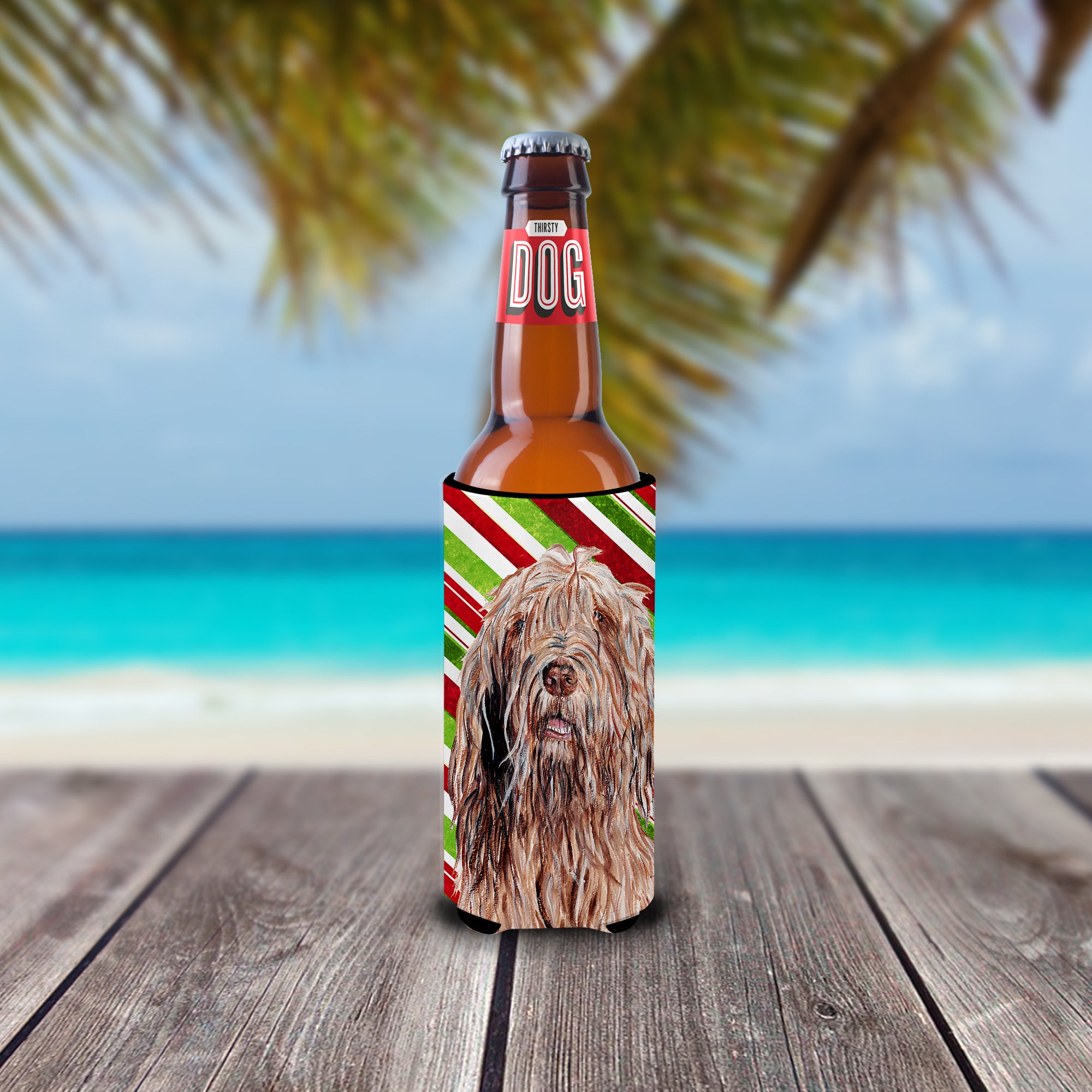 Otterhound Candy Cane Christmas Ultra Beverage Insulators for slim cans SC9805MUK.