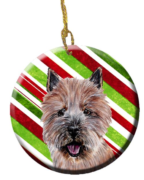 Norwich Terrier Candy Cane Christmas Ceramic Ornament SC9806CO1 by Caroline&#39;s Treasures