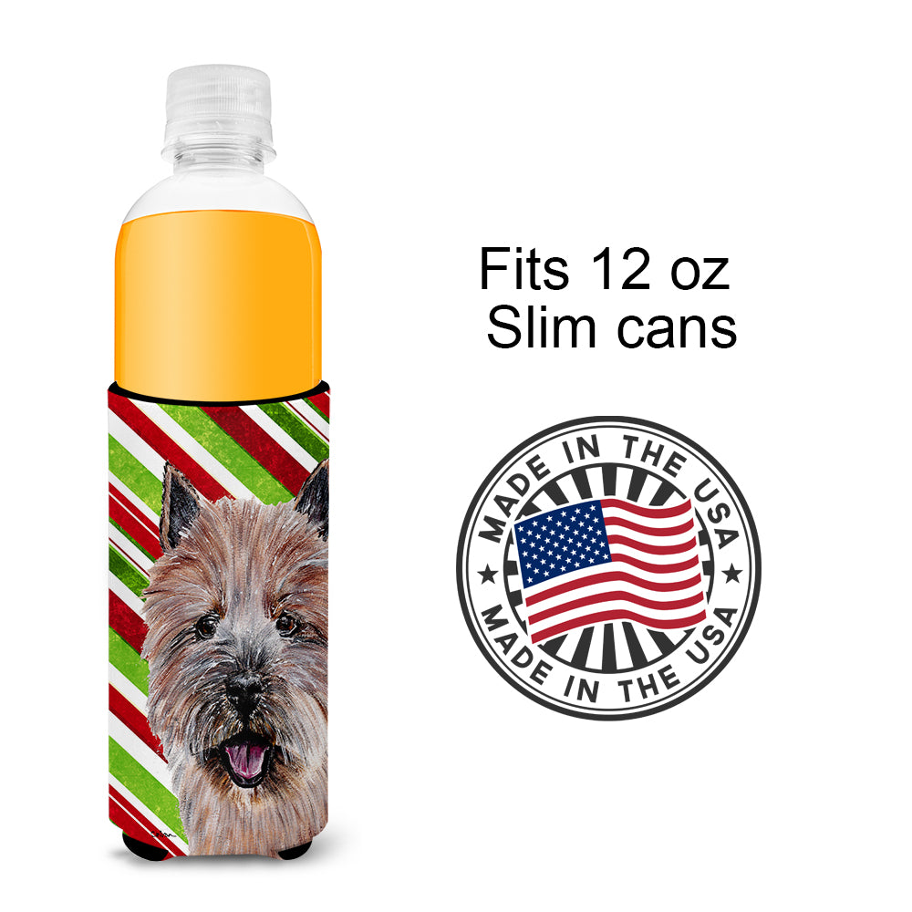 Norwich Terrier Candy Cane Christmas Ultra Beverage Insulators for slim cans SC9806MUK.