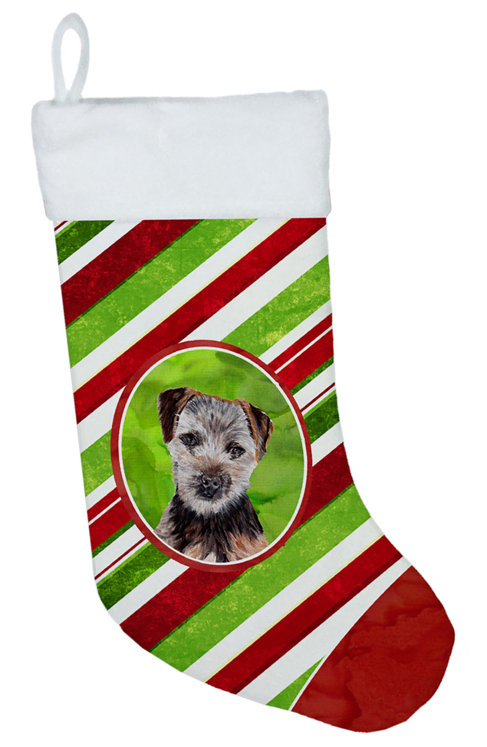 Norfolk Terrier Puppy Candy Cane Christmas Christmas Stocking SC9807-CS