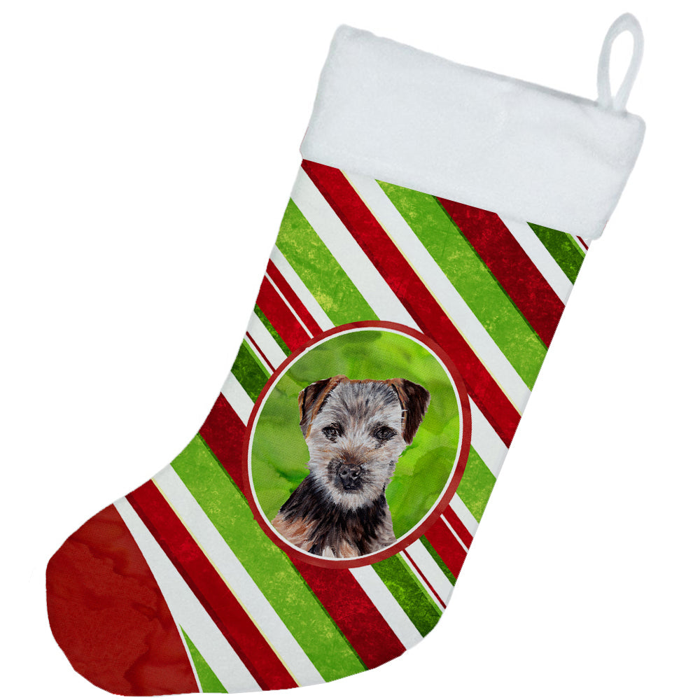 Norfolk Terrier Puppy Candy Cane Christmas Christmas Stocking SC9807-CS  the-store.com.