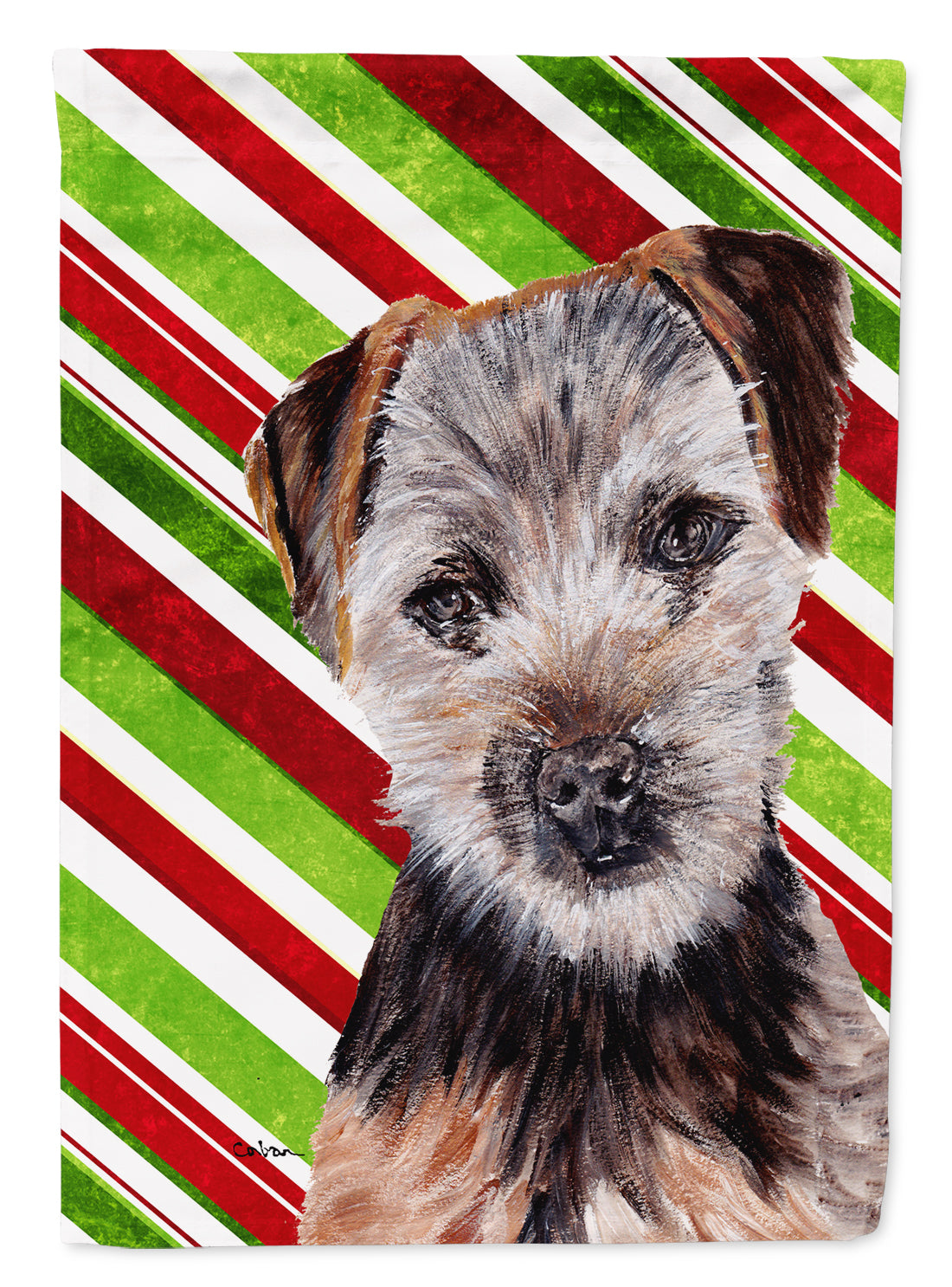 Norfolk Terrier Puppy Candy Cane Christmas Flag Canvas House Size SC9807CHF