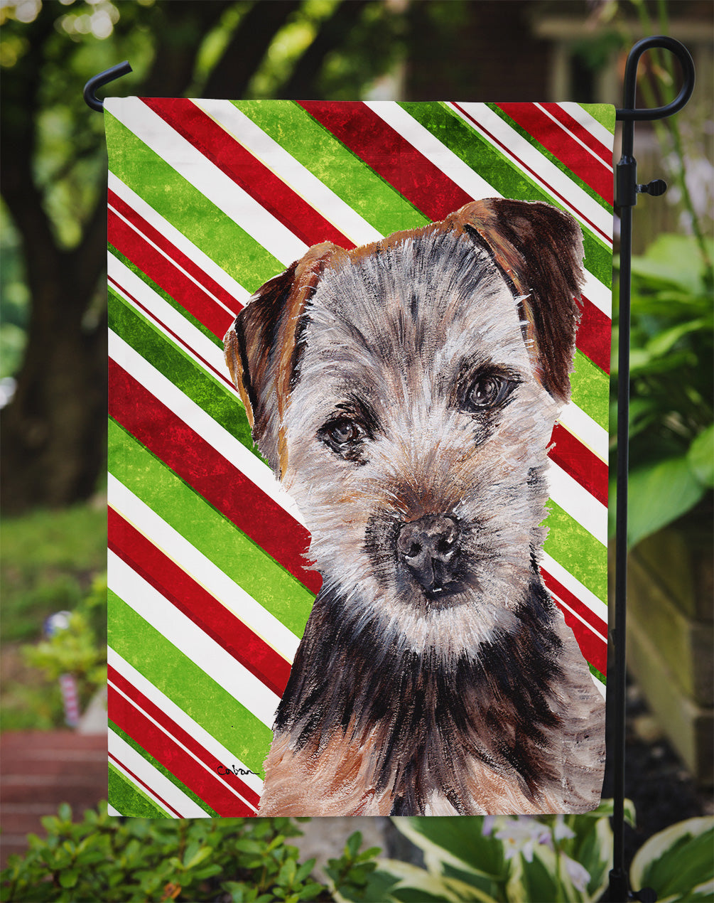 Norfolk Terrier Puppy Candy Cane Christmas Flag Garden Size SC9807GF