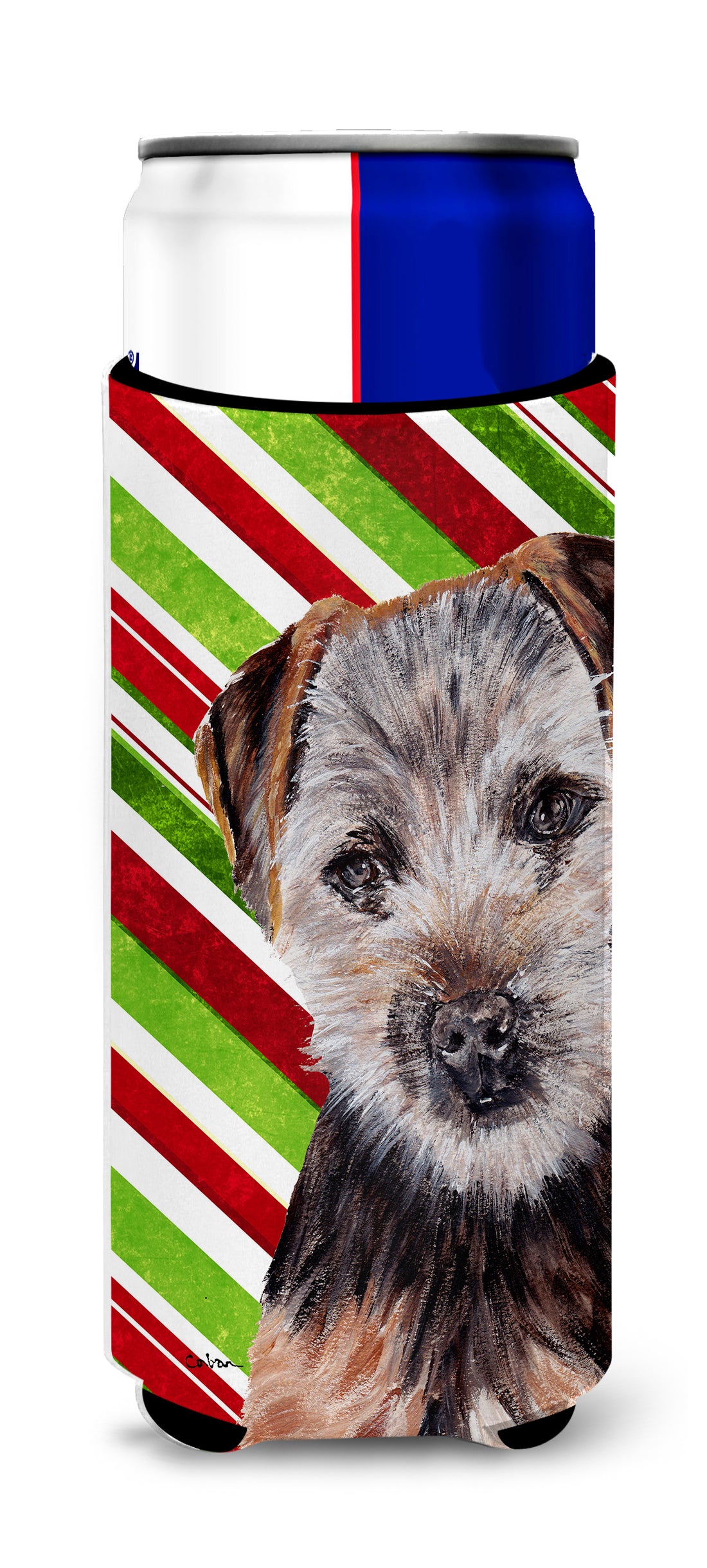 Norfolk Terrier Puppy Candy Cane Christmas Ultra Beverage Insulators for slim cans SC9807MUK.