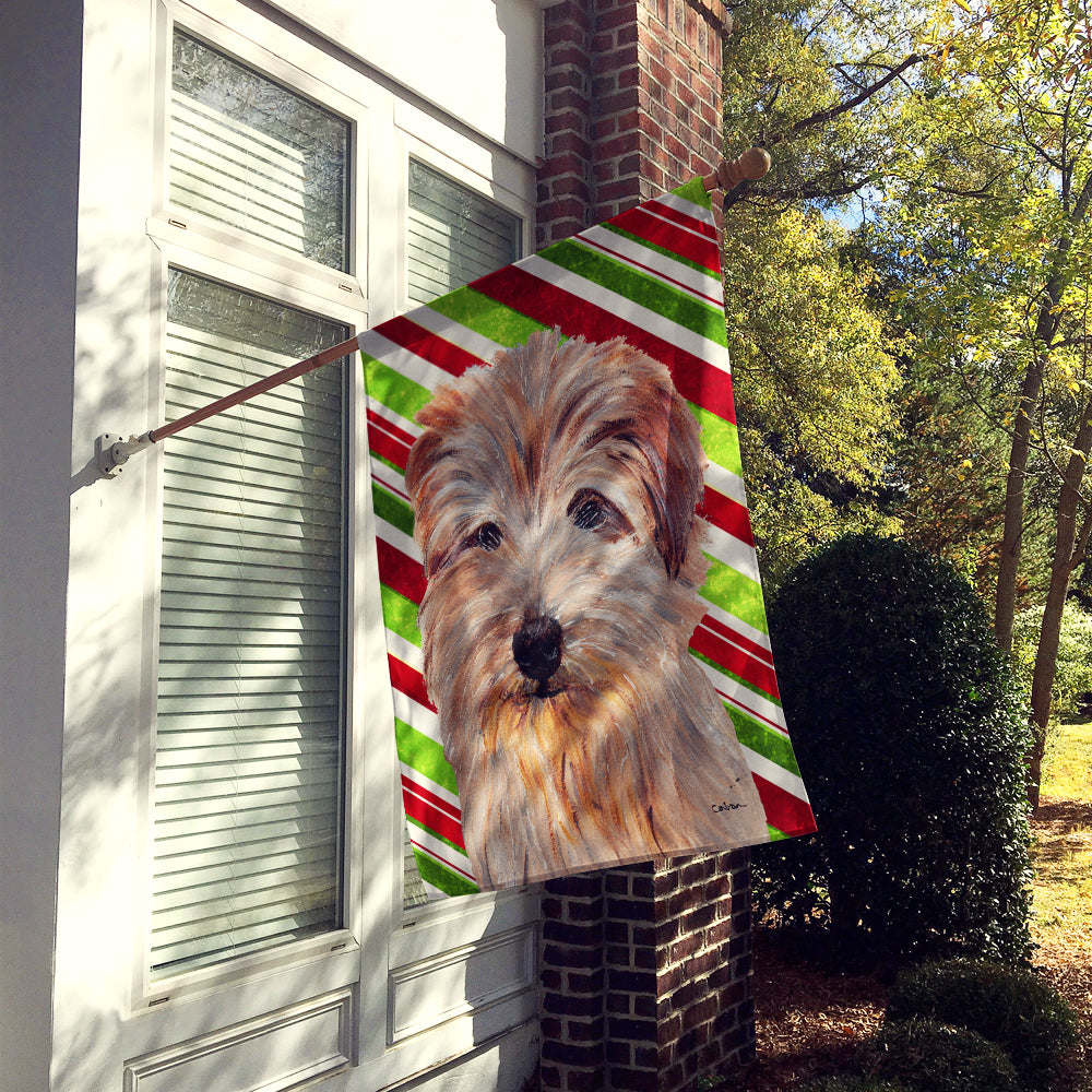Norfolk Terrier Candy Cane Christmas Flag Canvas House Size SC9808CHF  the-store.com.