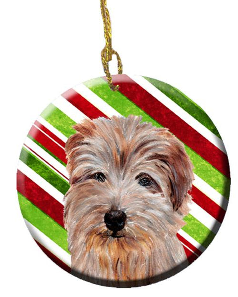 Norfolk Terrier Candy Cane Christmas Ceramic Ornament SC9808CO1 by Caroline's Treasures