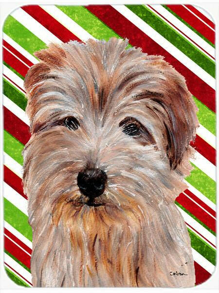 Norfolk Terrier Candy Cane Christmas Glass Cutting Board Large Size SC9808LCB by Caroline&#39;s Treasures