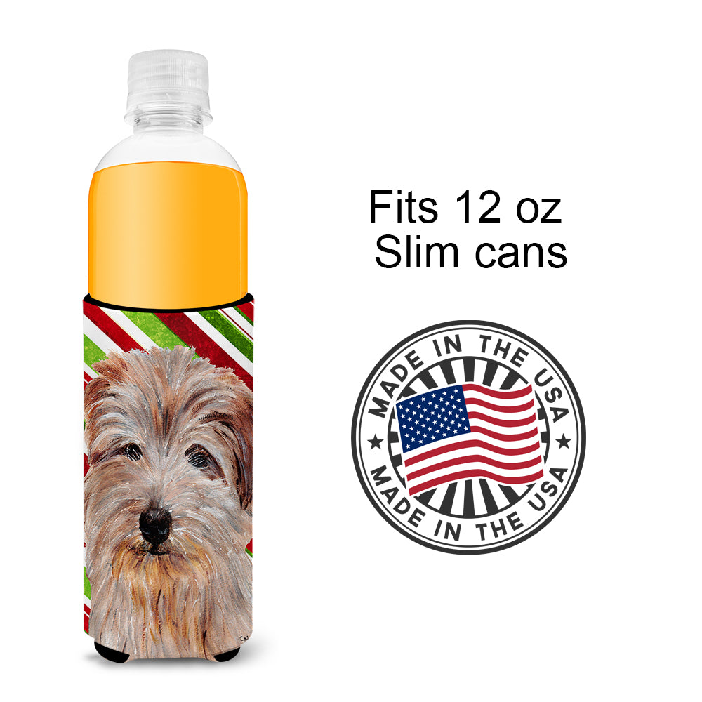 Norfolk Terrier Candy Cane Christmas Ultra Beverage Insulators for slim cans SC9808MUK