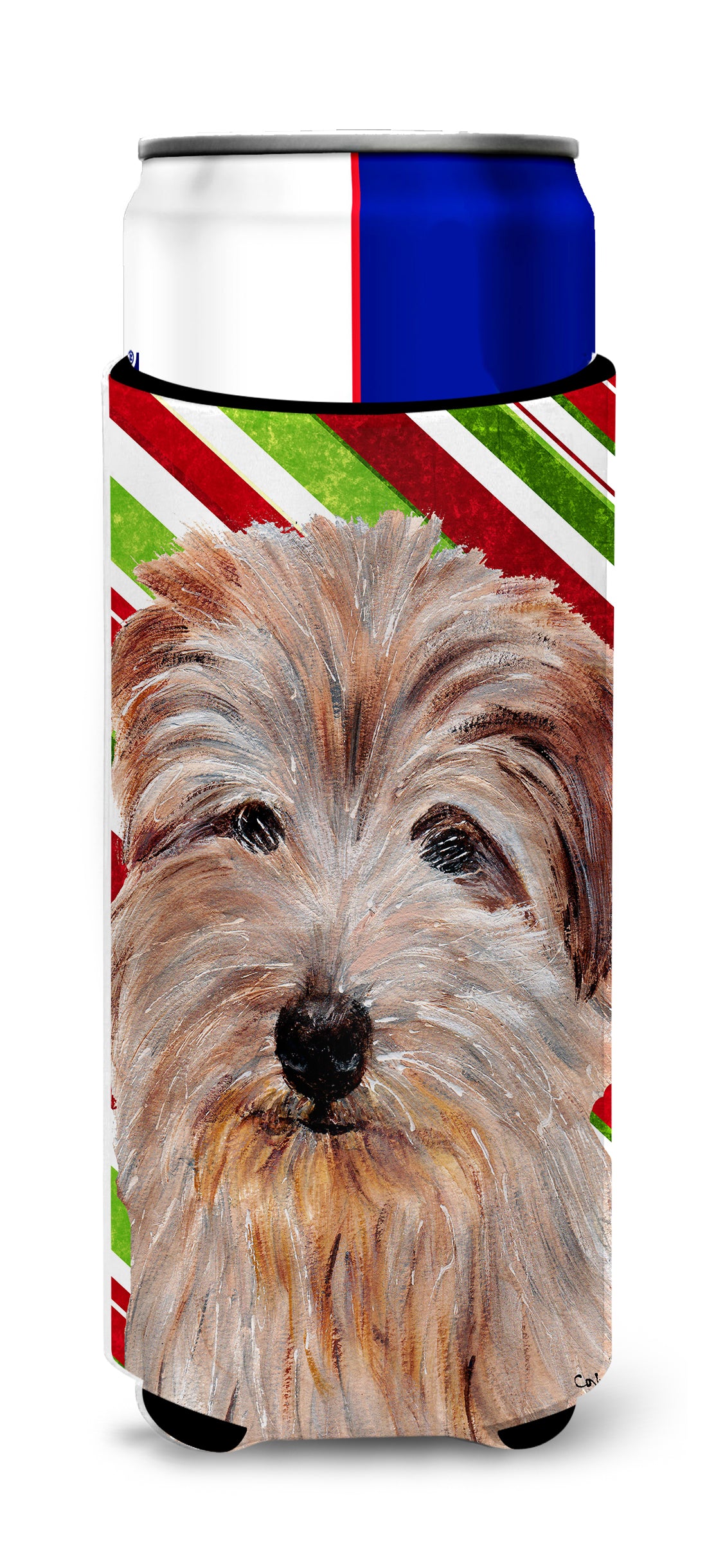 Norfolk Terrier Candy Cane Christmas Ultra Beverage Insulators for slim cans SC9808MUK