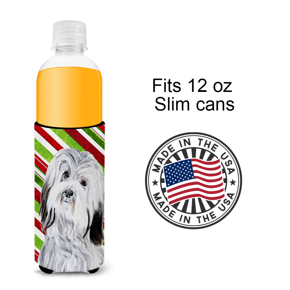 Havanese Candy Cane Christmas Ultra Beverage Insulators for slim cans SC9809MUK