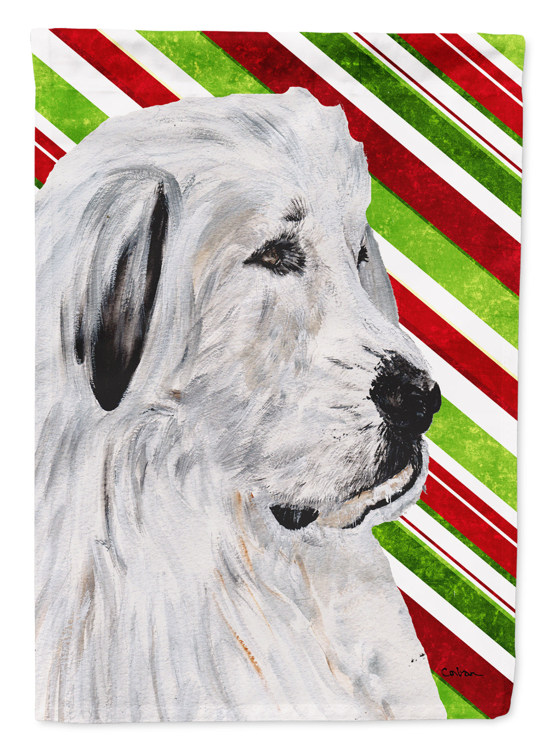 Great Pyrenees Candy Cane Christmas Flag Canvas House Size SC9810CHF