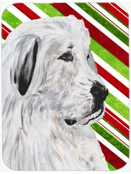 Great Pyrenees Candy Cane Christmas Glass Cutting Board Large Size SC9810LCB by Caroline&#39;s Treasures