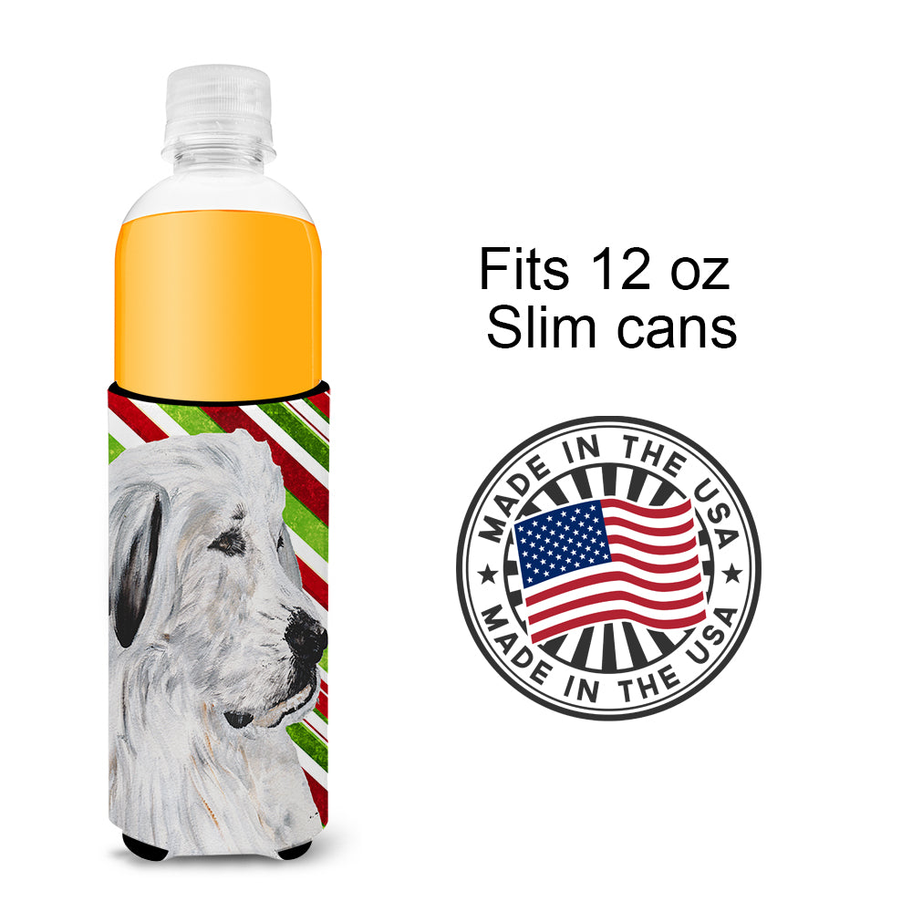 Great Pyrenees Candy Cane Christmas Ultra Beverage Insulators for slim cans SC9810MUK.