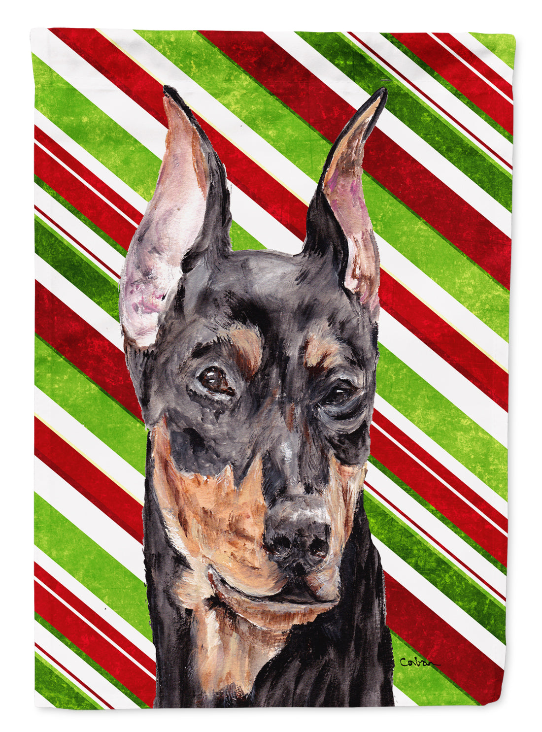German Pinscher Candy Cane Christmas Flag Canvas House Size SC9812CHF