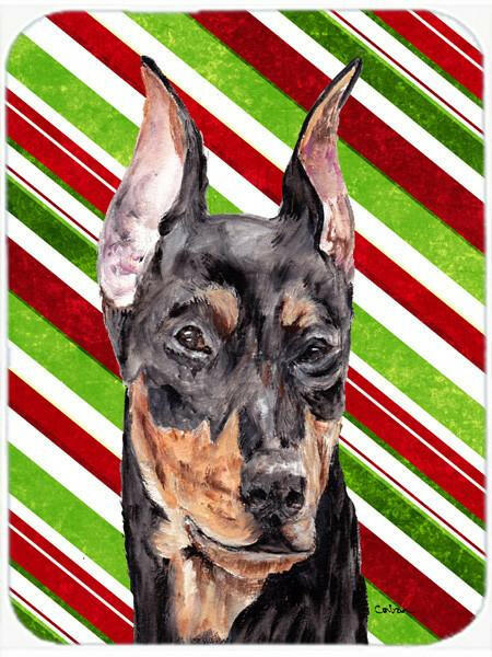German Pinscher Candy Cane Christmas Glass Cutting Board Large Size SC9812LCB by Caroline&#39;s Treasures