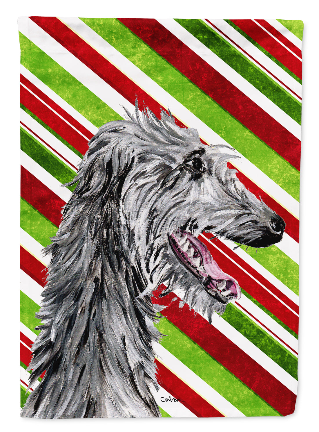 Scottish Deerhound Candy Cane Christmas Flag Canvas House Size SC9813CHF