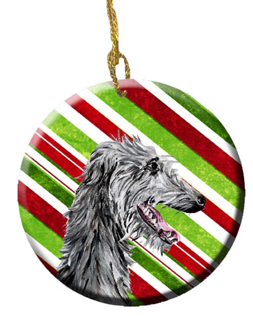 Scottish Deerhound Candy Cane Christmas Ceramic Ornament SC9813CO1 by Caroline&#39;s Treasures