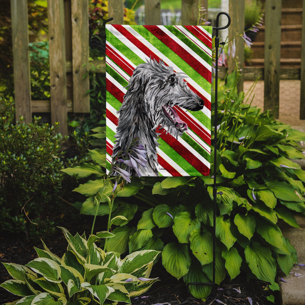 Scottish Deerhound Candy Cane Christmas Flag Garden Size