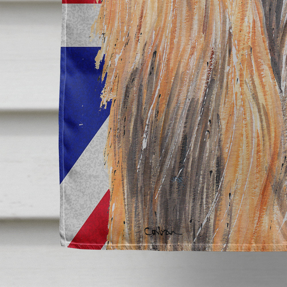 Afghan Hound with English Union Jack British Flag Flag Canvas House Size SC9814CHF  the-store.com.