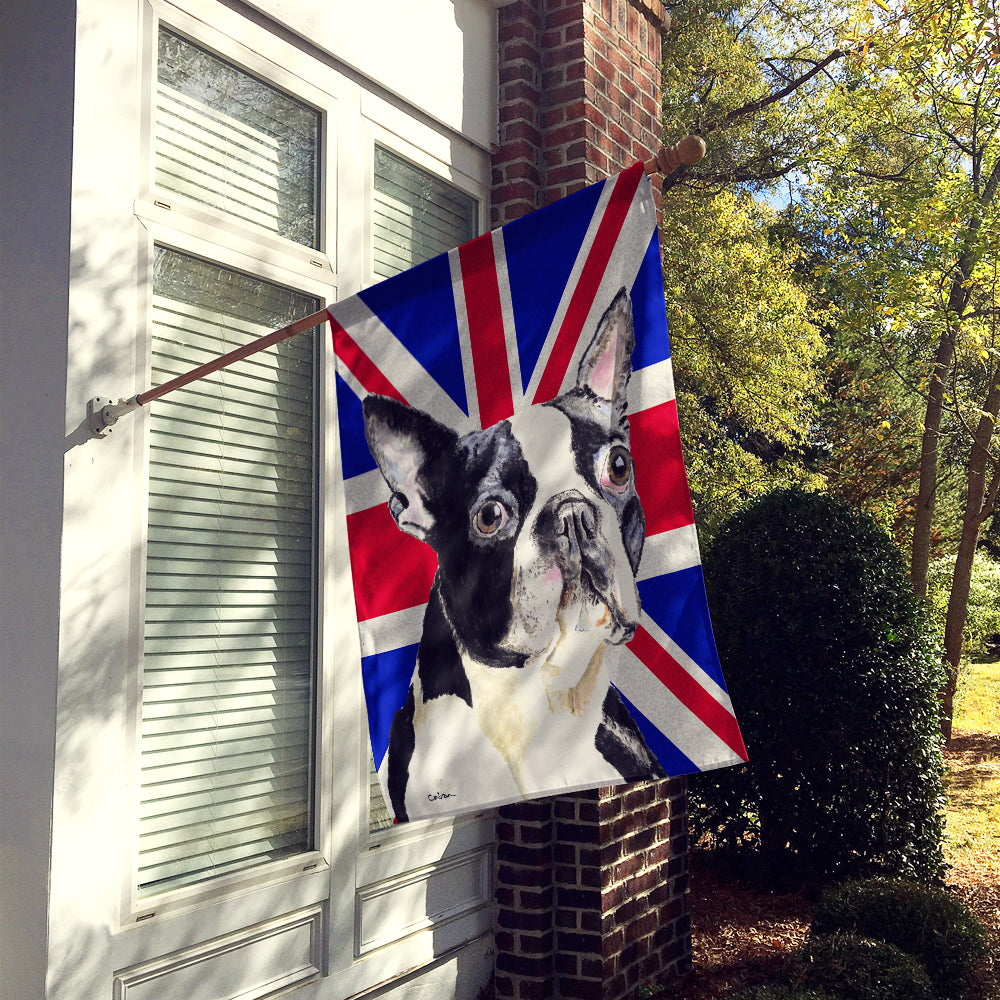 Boston Terrier with English Union Jack British Flag Flag Canvas House Size SC9816CHF