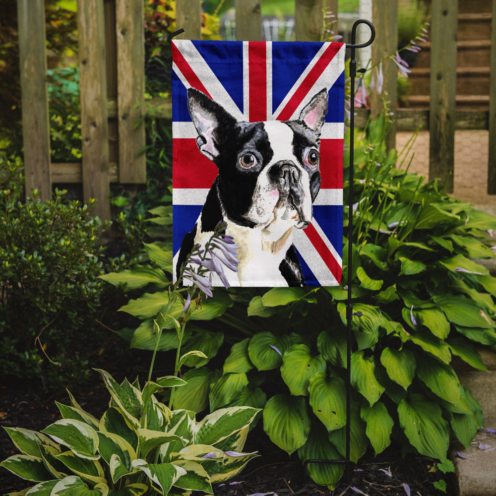 Boston Terrier with English Union Jack British Flag Flag Garden Size SC9816GF  the-store.com.