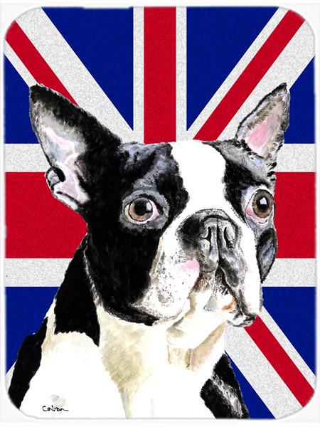 Boston Terrier with English Union Jack British Flag Glass Cutting Board Large Size SC9816LCB by Caroline's Treasures