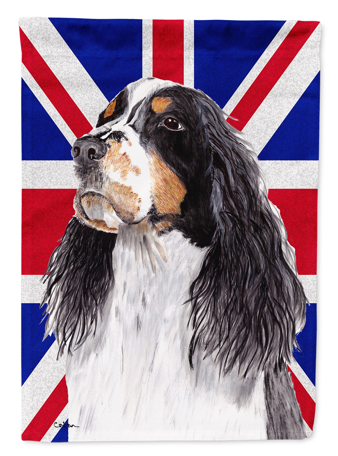 Welsh Springer Spaniel with English Union Jack British Flag Flag Canvas House Size SC9817CHF  the-store.com.