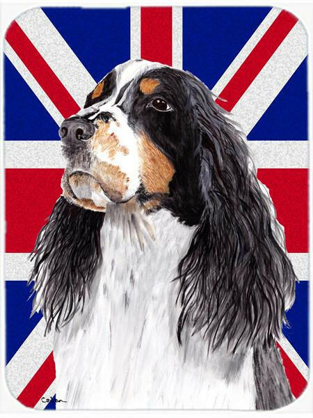 Welsh Springer Spaniel with English Union Jack British Flag Glass Cutting Board Large Size SC9817LCB by Caroline&#39;s Treasures