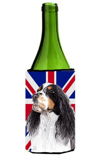 Welsh Springer Spaniel with English Union Jack British Flag Wine Bottle Beverage Insulator Hugger SC9817LITERK by Caroline&#39;s Treasures